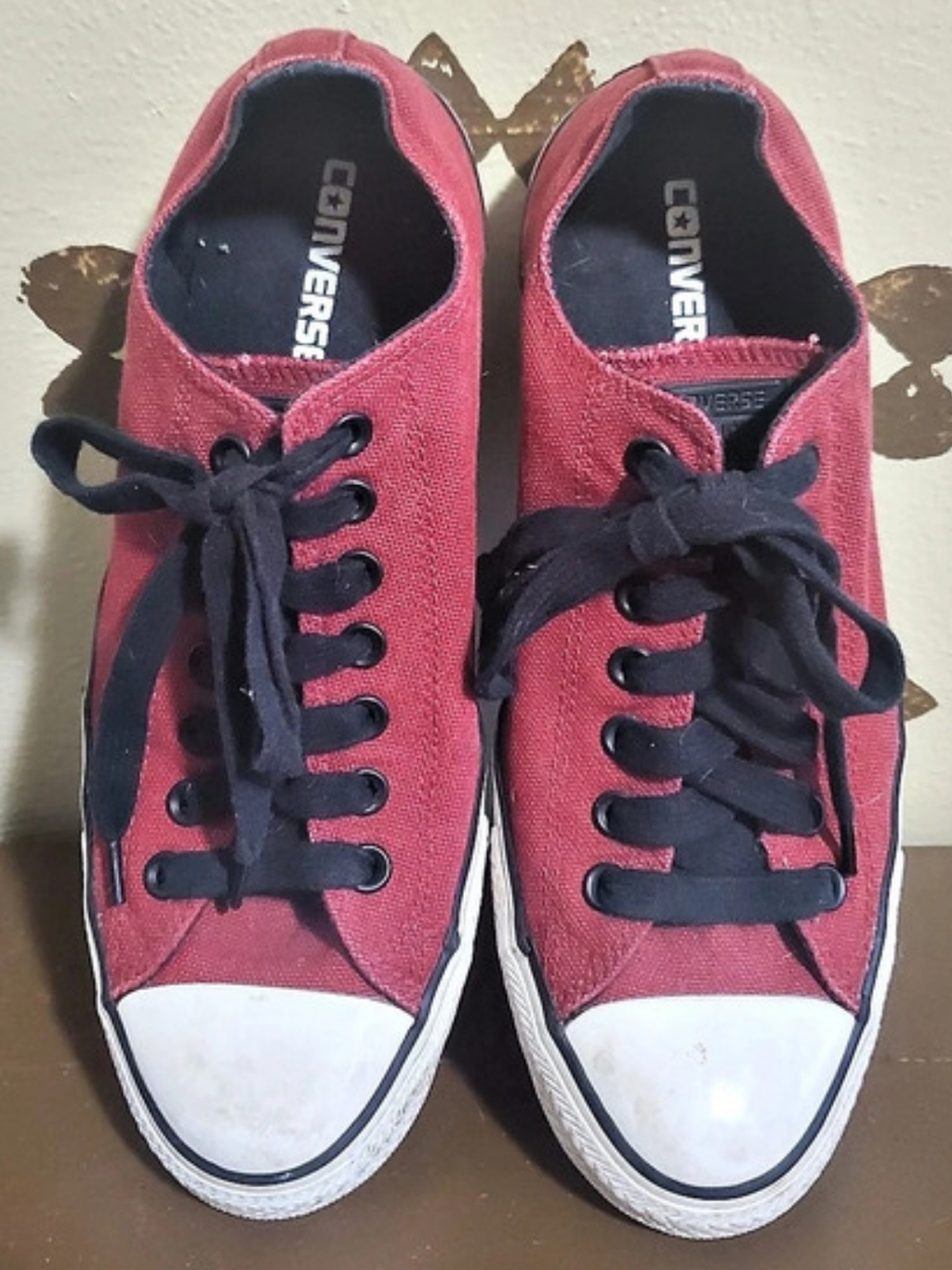 Converse Chuck Taylor All Star Low Top Canvas Sneakers in Burgundy & Black